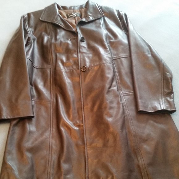 SIENA COLLECTION LEATHER COAT - BROWN - Picture 1 of 3